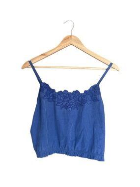Aerie Blue Floral-Embroidered Spaghetti Strap Cami